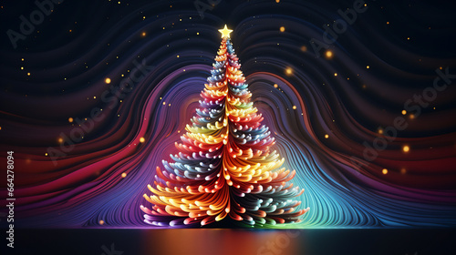 Christmas Tree Abstract fantasy festive style background in 3d illustration. Ai generative.