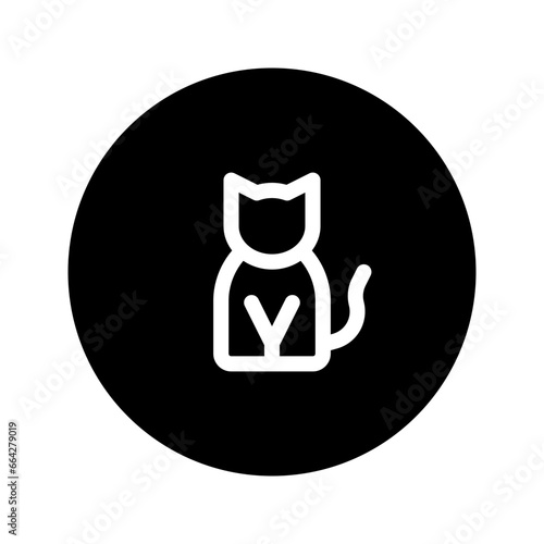 black cat circular line icon