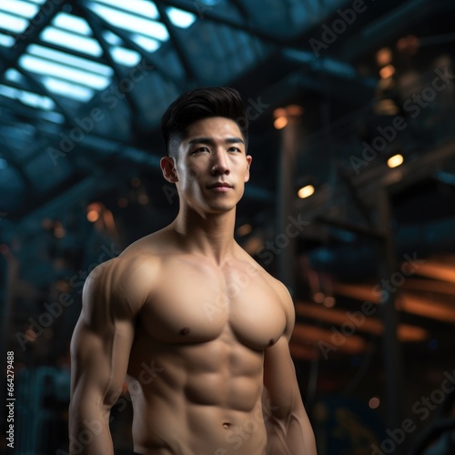 A Toned and Muscular Man Poses for a Photo Shoot. Fictional characters created by Generated AI.