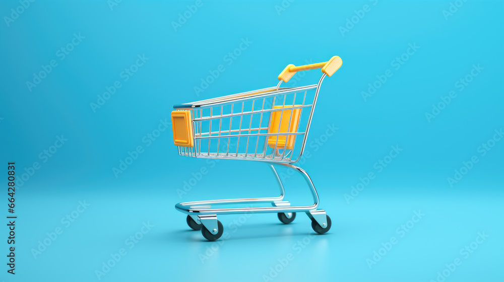 Shopping cart on blue background Shopping cart on blue background