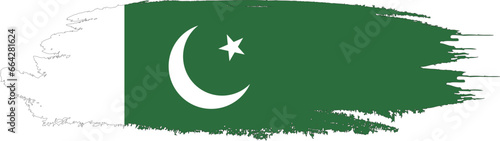 Obraz na płótnie Pakistan flag on brush paint stroke. w salonie