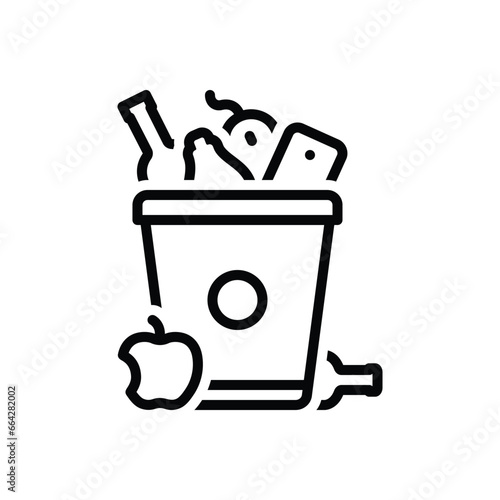 Black line icon for waste 