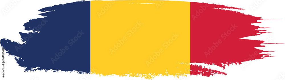 Romania flag on brush paint stroke. Romania flag on brush paint stroke.