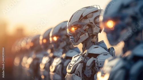 Group of Combat Robots Soldiers