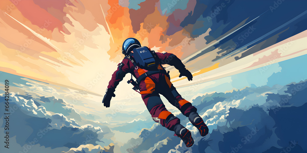 Sky diving illustration sport background Stock Illustration | Adobe Stock