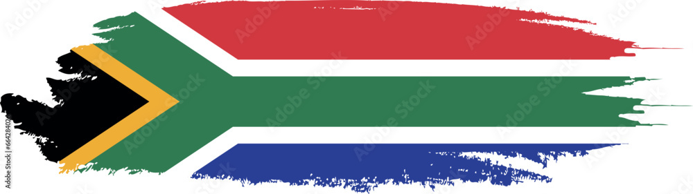 South Africa flag on brush paint stroke.