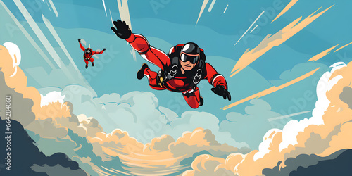 Sky diving illustration sport background