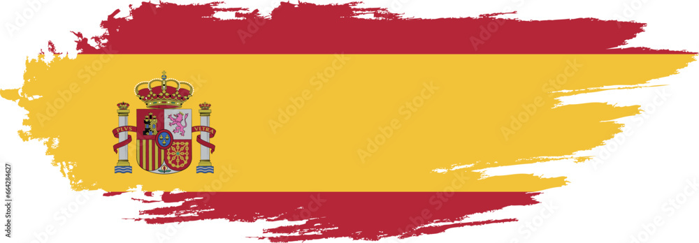 Spain flag on brush paint stroke.
