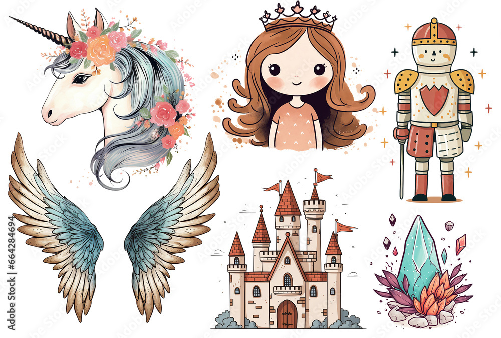 fairy tale princess illustration. generative ai  - obrazy, fototapety, plakaty 