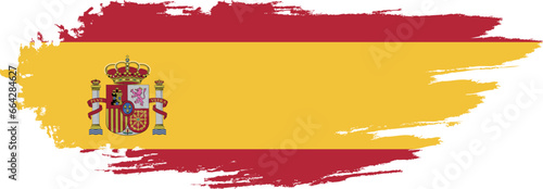 Obraz na płótnie Spain flag on brush paint stroke. w salonie
