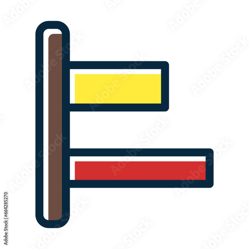 Horizontal Left Align Thick Line Two Colors Icon Design