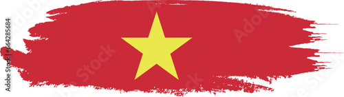 Vietnam flag country on brush paint stroke.