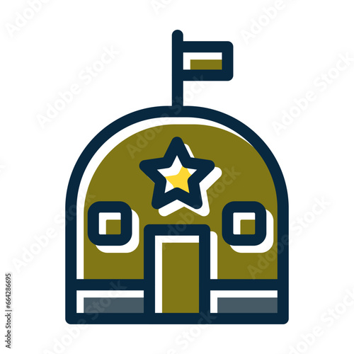 Military Base Thick Line Filled Dark Colors