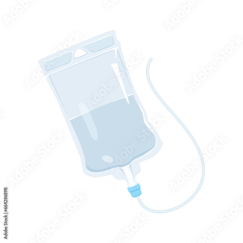 IV drip bag isolated on white background. Vector cartoon illustration
