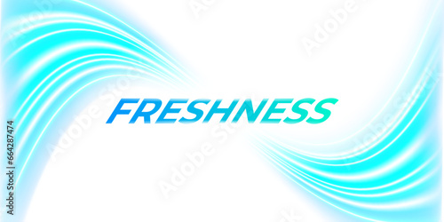 Blue waves of fresh scent. Power wash and clean. Laundry detergent. Banner for packaging and advertising. Air flow vector illustration.