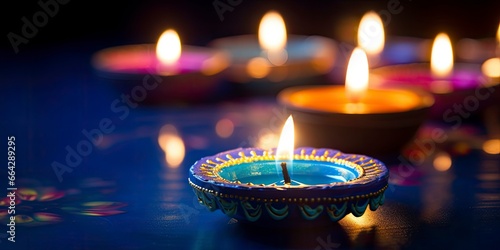Happy Diwali. Diya oil lamps were lit during the celebration.