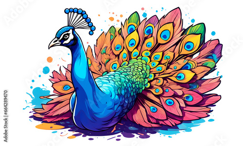 Peacock Graphic Design in Vibrant Colors (PNG 12000x7200)