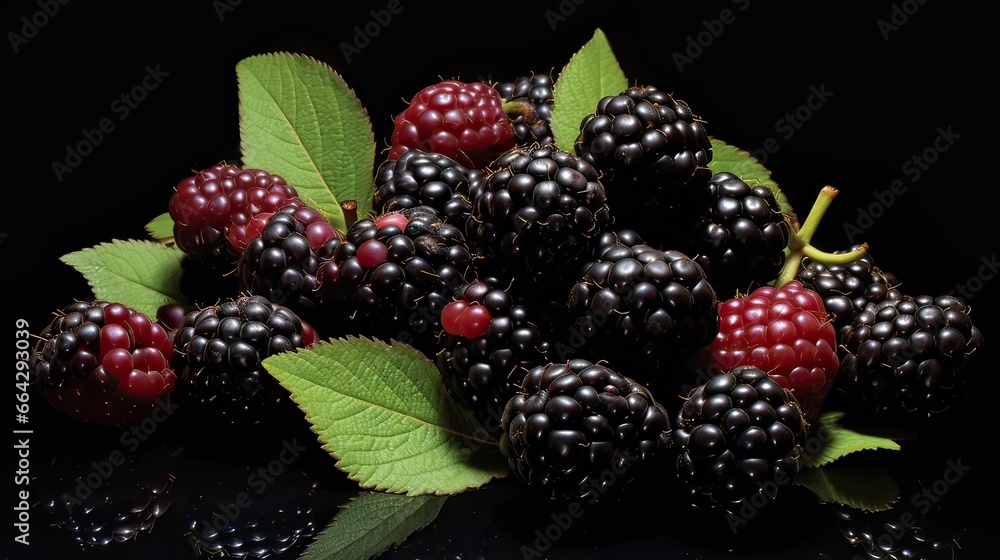 Fruits, blackberries, close-up, cluster, sweet, aromatic, summer's sweetness, plump berries, burst of flavor, touch of delight, recipes. Generated by AI. Fruits, blackberries, close-up, cluster, sweet, aromatic, summer's sweetness, plump berries, burst of flavor, touch of delight, recipes. Generated by AI.