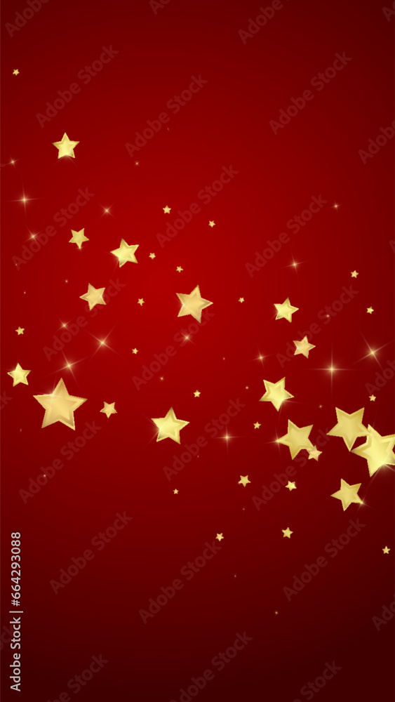 Magic stars vector overlay. Gold stars scattered around randomly, falling down, floating. Chaotic dreamy childish overlay template. on red background. Magic stars vector overlay. Gold stars scattered around randomly, falling down, floating. Chaotic dreamy childish overlay template. on red background.