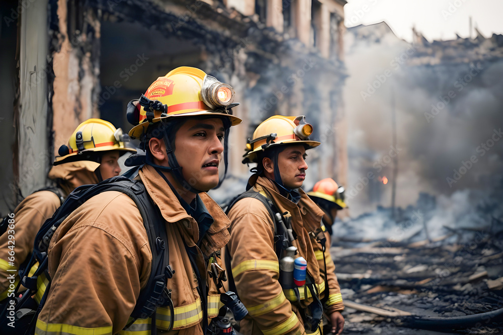 Rescue workers try to salvage building rubble and destruction from war. Rescue workers try to salvage building rubble and destruction from war.