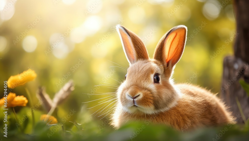 Easter Bunny with beautiful Spring Nature.