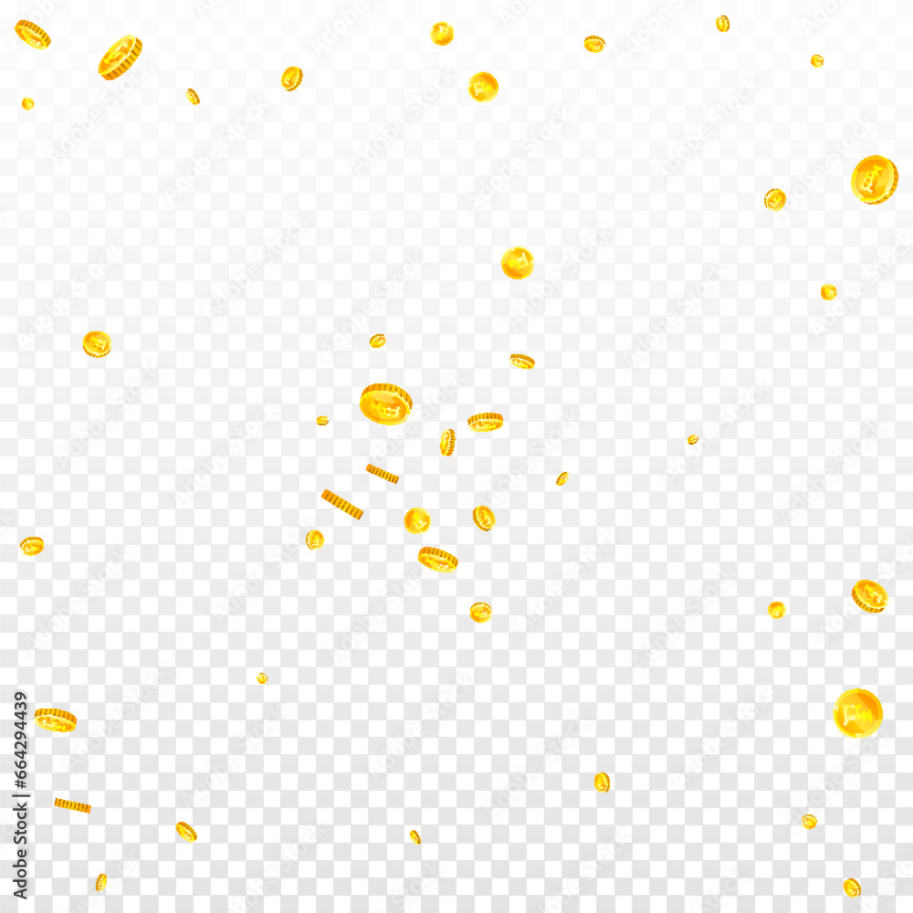 Swiss franc coins falling. Gold scattered CHF coins. Switzerland money. Jackpot wealth or success concept. Square vector illustration. Swiss franc coins falling. Gold scattered CHF coins. Switzerland money. Jackpot wealth or success concept. Square vector illustration.