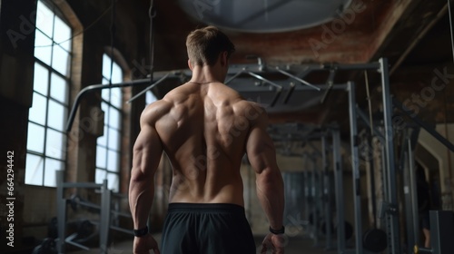 Male Bodybuilder Back Workout. Fictional characters created by Generated AI.