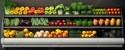 Supermarket Shelf Displays Fruits And Vegetables