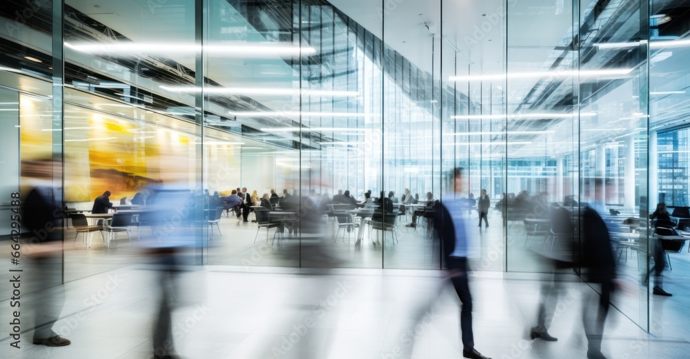 hustle and bustle of corporate professionals in a modern office space, visualized with long-exposure hustle and bustle of corporate professionals in a modern office space, visualized with long-exposure