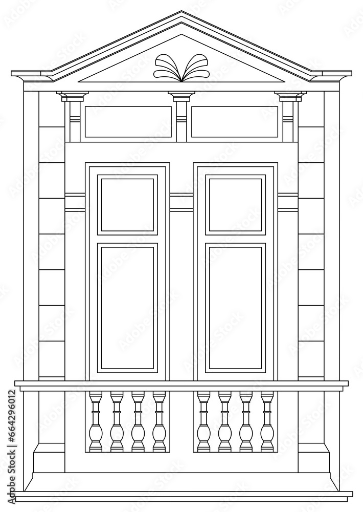 Historical Decorative Window, Europe around 1900, Architectural Drawing Historical Decorative Window, Europe around 1900, Architectural Drawing