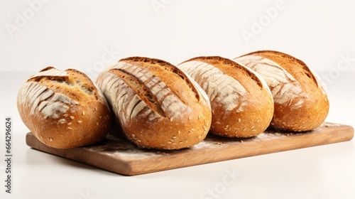 Perfect slices of fresh bread are showcased against a pure white background
