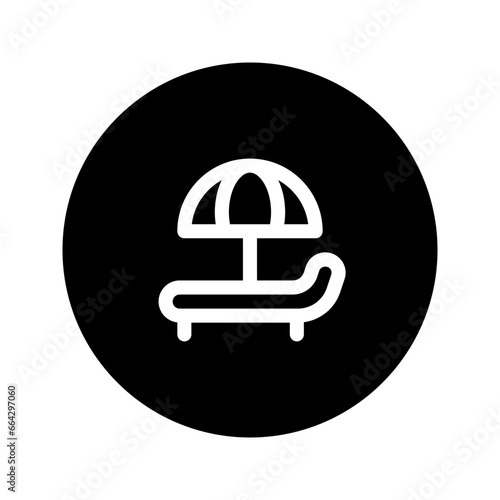 sun umbrella circular line icon
