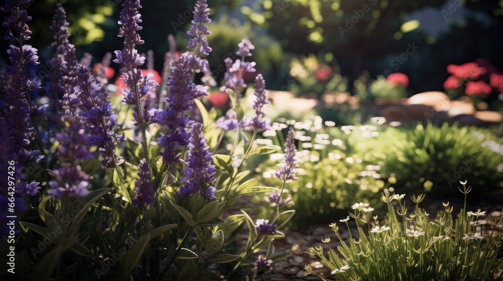 Obraz premium Garden blooms with herbs known for their healing properties
