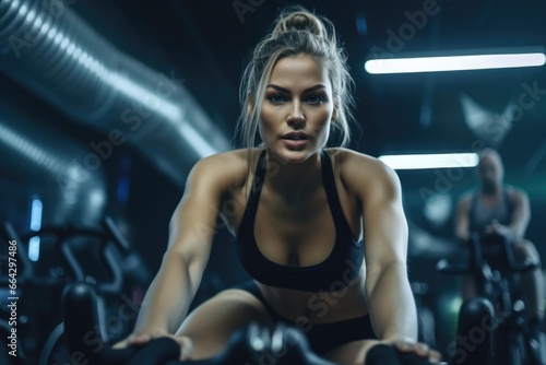 Fitness Model in Gym - Making Gains. Fictional characters created by Generated AI.