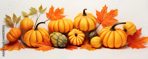 Vibrant Autumn Leaves Encircle Pumpkins, Falls Delight