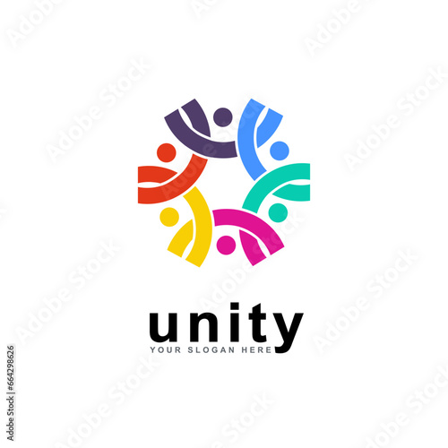 abstract logo unity and togetherness of social people. Social team logo icon. Social diversity, team work.