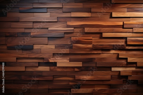 An abstract background image features a wall constructed from assembled wood panels with edge grain, stained to create a textured and visually appealing composition. Photorealistic illustration
