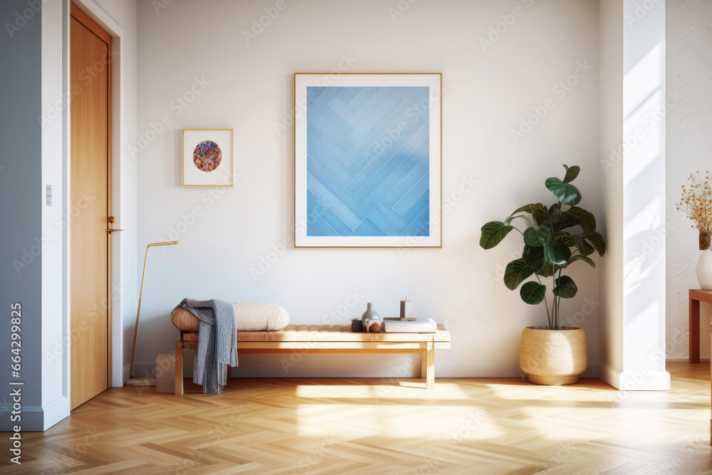 Modern entrance hall interior with poster frame Modern entrance hall interior with poster frame