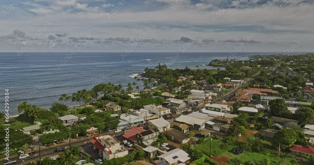 Paia Maui Hawaii Aerial v1 cinematic drone flyover hippie town capturing beautiful Mantokuji Bay