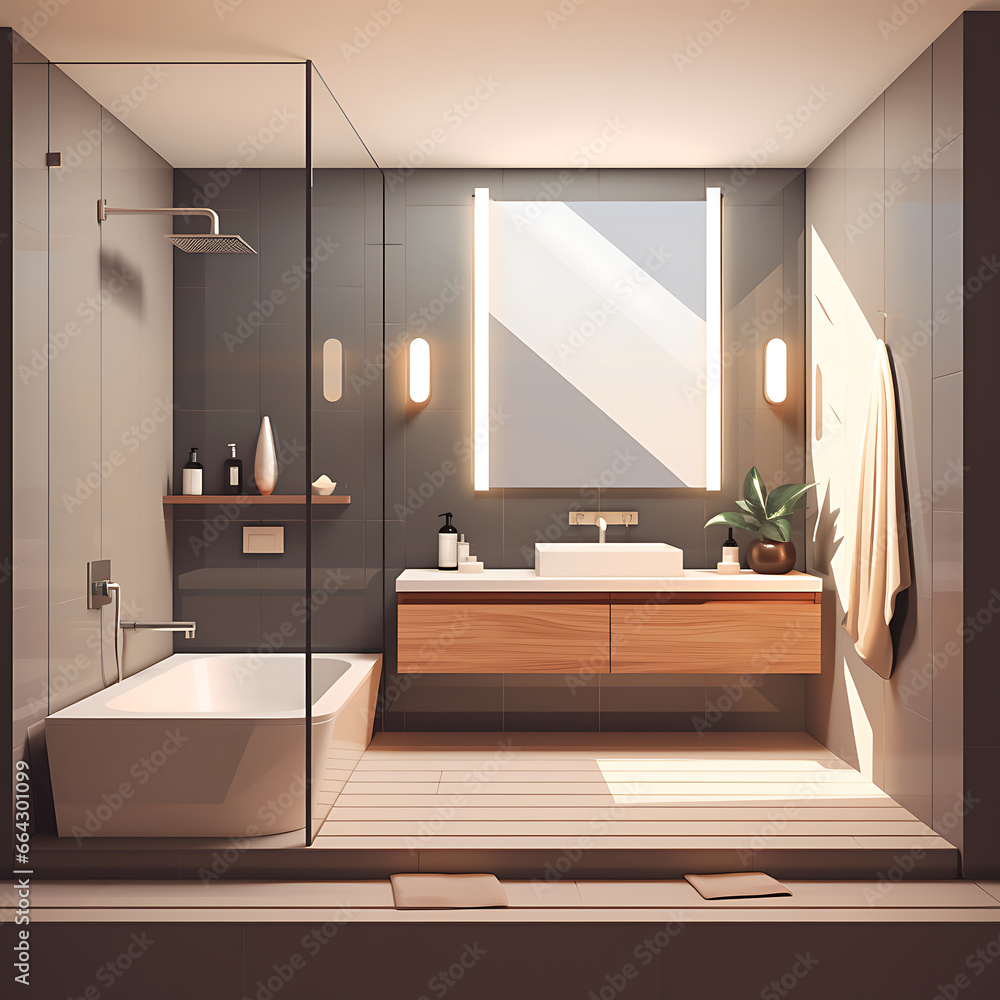 a clean and minimalist bathroom interior, featuring sleek fixtures, a frameless shower, and a spa-like ambiance, highlighting the elegance of modern bathroom design a clean and minimalist bathroom interior, featuring sleek fixtures, a frameless shower, and a spa-like ambiance, highlighting the elegance of modern bathroom design
