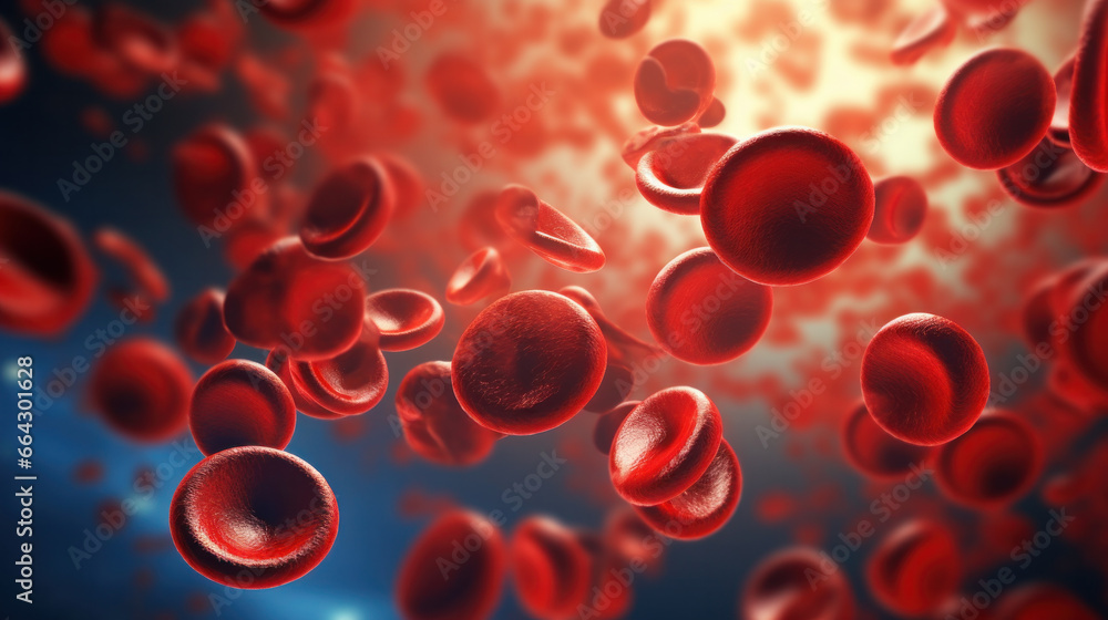 Macro streaming red blood cells flowing through artery. Macro streaming red blood cells flowing through artery.