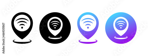 Wi-Fi location icons. Different styles, colors, Wi-Fi locations, Wi-Fi locations. Vector icons
