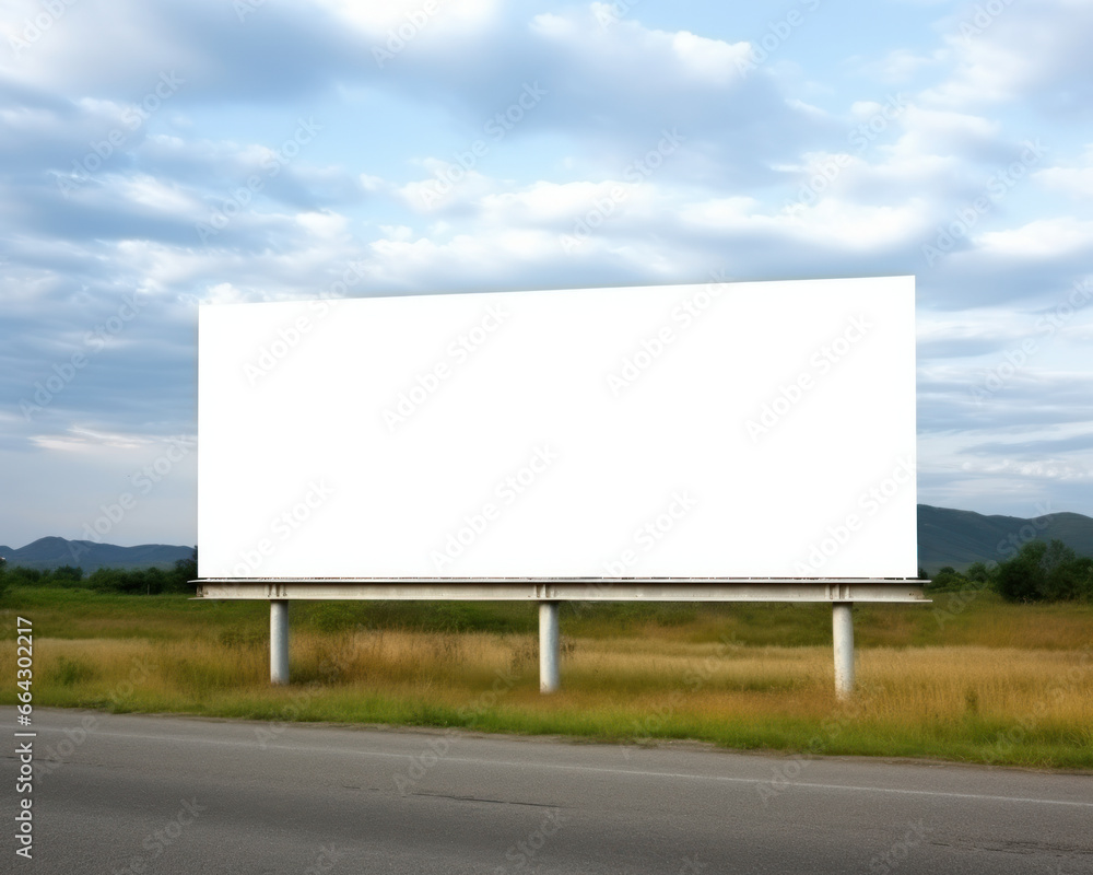Blank billboard on the road. Mockup concept Blank billboard on the road. Mockup concept