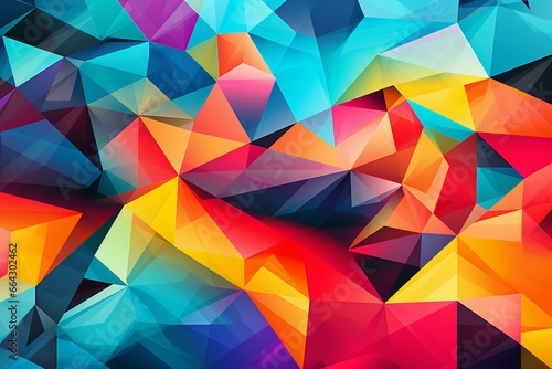 Vibrant artwork with geometric patterns and colorful design. Ideal for cards or backgrounds. Generative AI