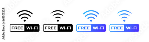 Free Wi-Fi icons. Different styles, Free Wi-Fi signs, Free Wi-Fi. Vector icons