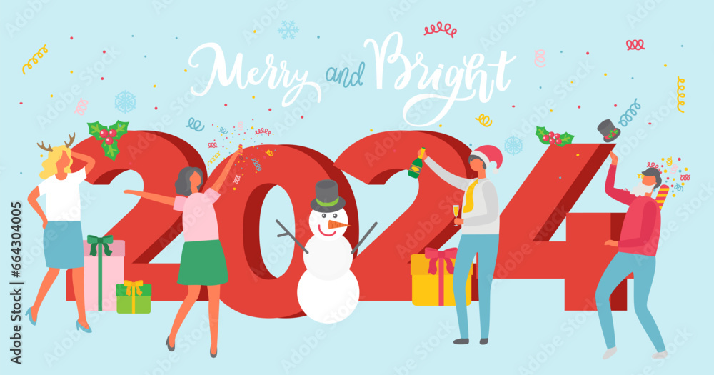 Happy new year. Vector illustration. Extend your warm greetings with heartfelt New Years greeting Celebrate New Years Eve with grand party and lots laughter The number 2024 heralds new chapter filled Happy new year. Vector illustration. Extend your warm greetings with heartfelt New Years greeting Celebrate New Years Eve with grand party and lots laughter The number 2024 heralds new chapter filled