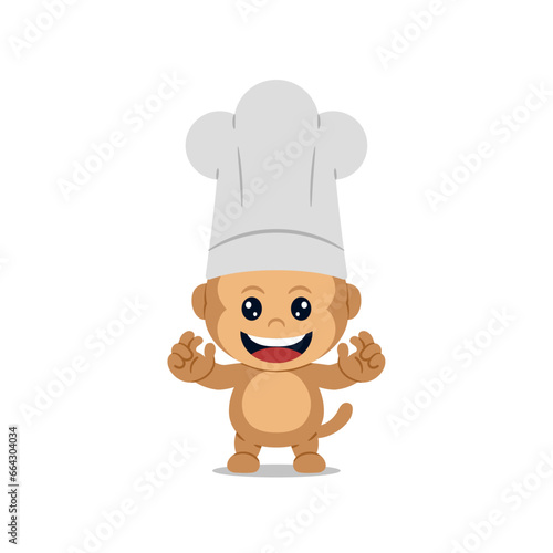 Cute chef monkey costume cartoon photo