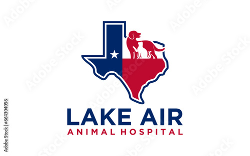 Texas Veterinary logo, Cat and dog logo design, Pet Care, animal & pet clinic.	
 photo