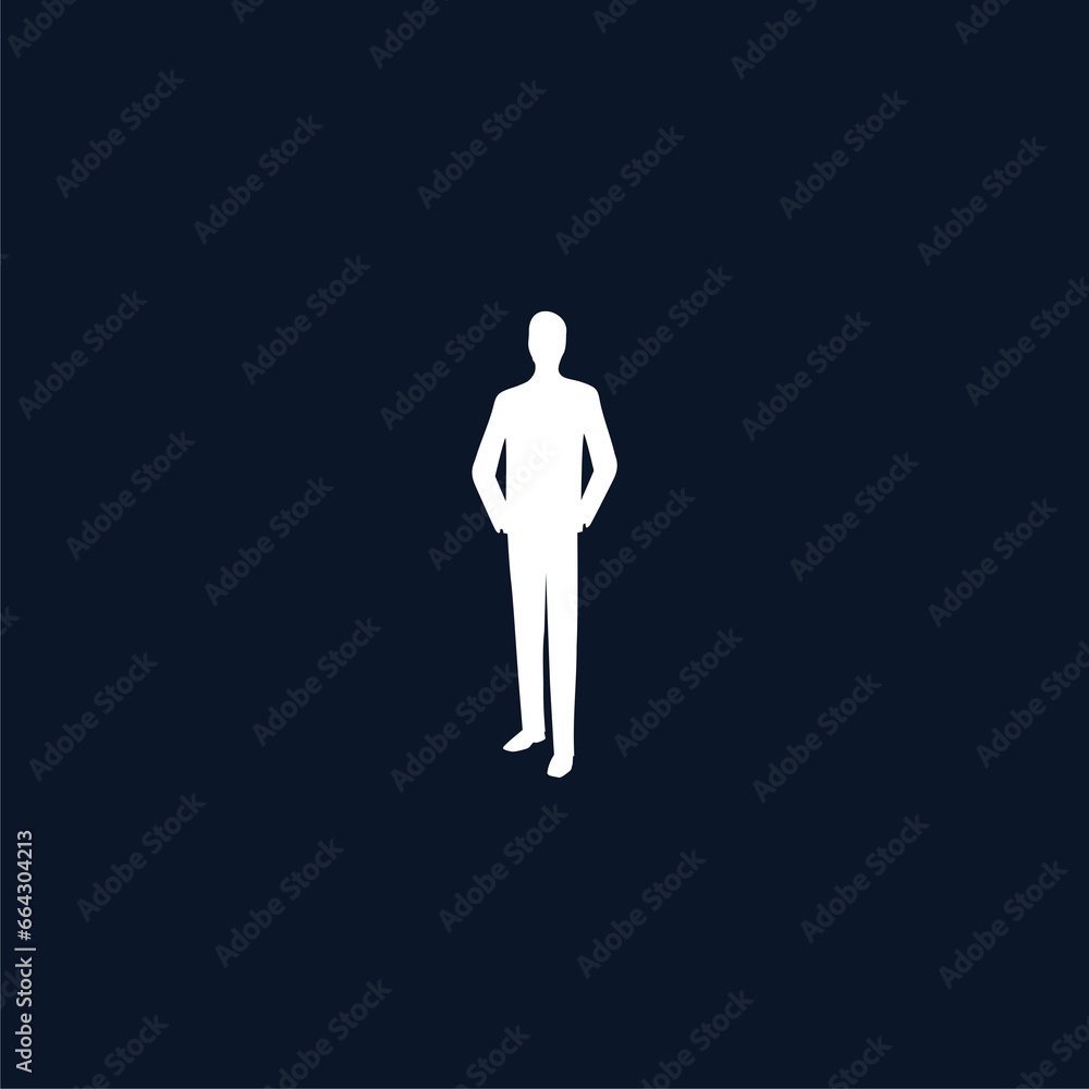 Businessman icon. Silhouette of a man in a business suit isolated on black background Businessman icon. Silhouette of a man in a business suit isolated on black background
