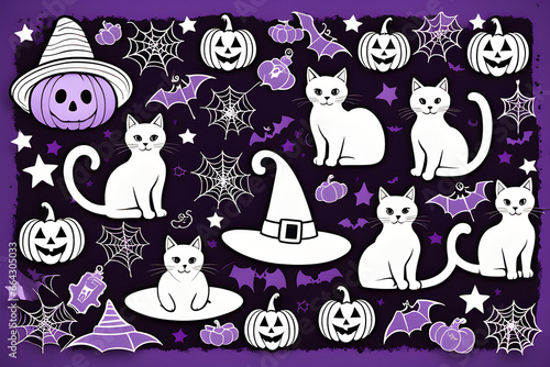 halloween seamless pattern/background/generate AI/purple color/american retro style